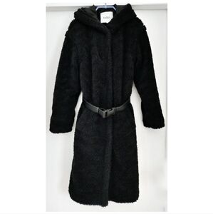 Ba&sh faux shearing hooded long coat S